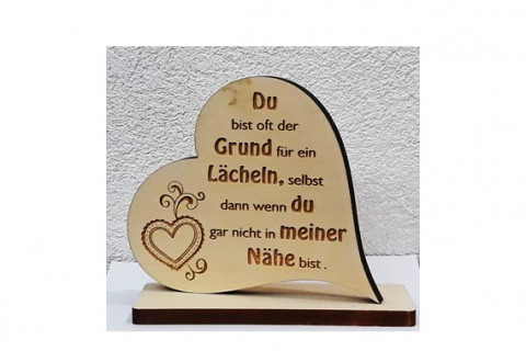 Zirbenherz mit Spruch lächeln...